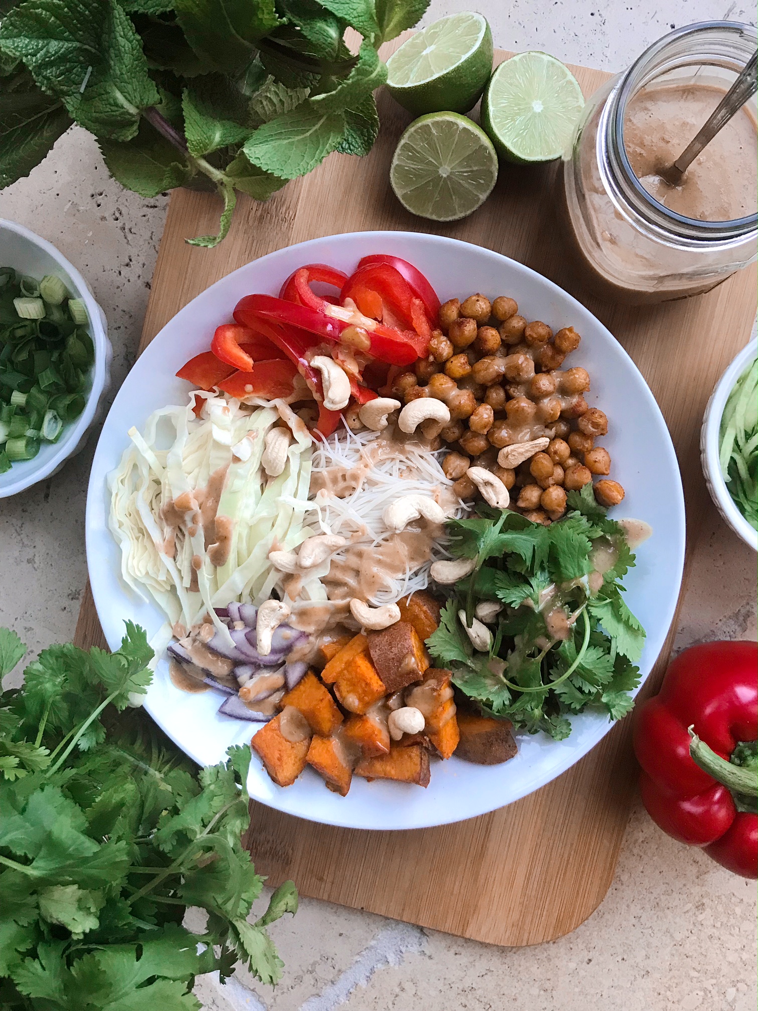 ASIAN INSPIRED BUDDHA BOWL WITH PEANUT SAUCE